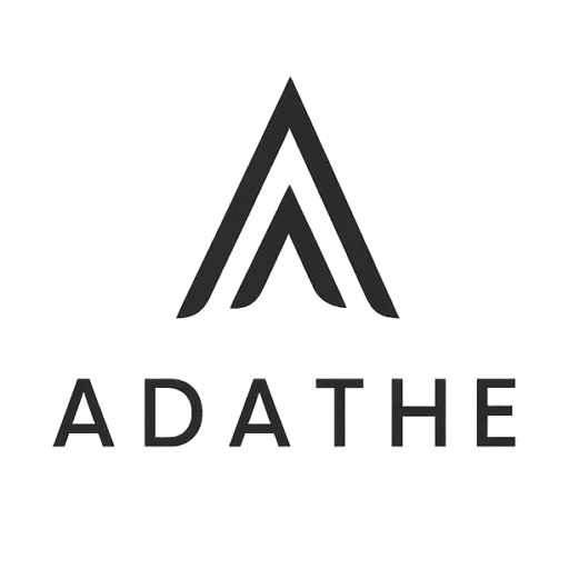 Adathe logo with bold black typography and minimalist design